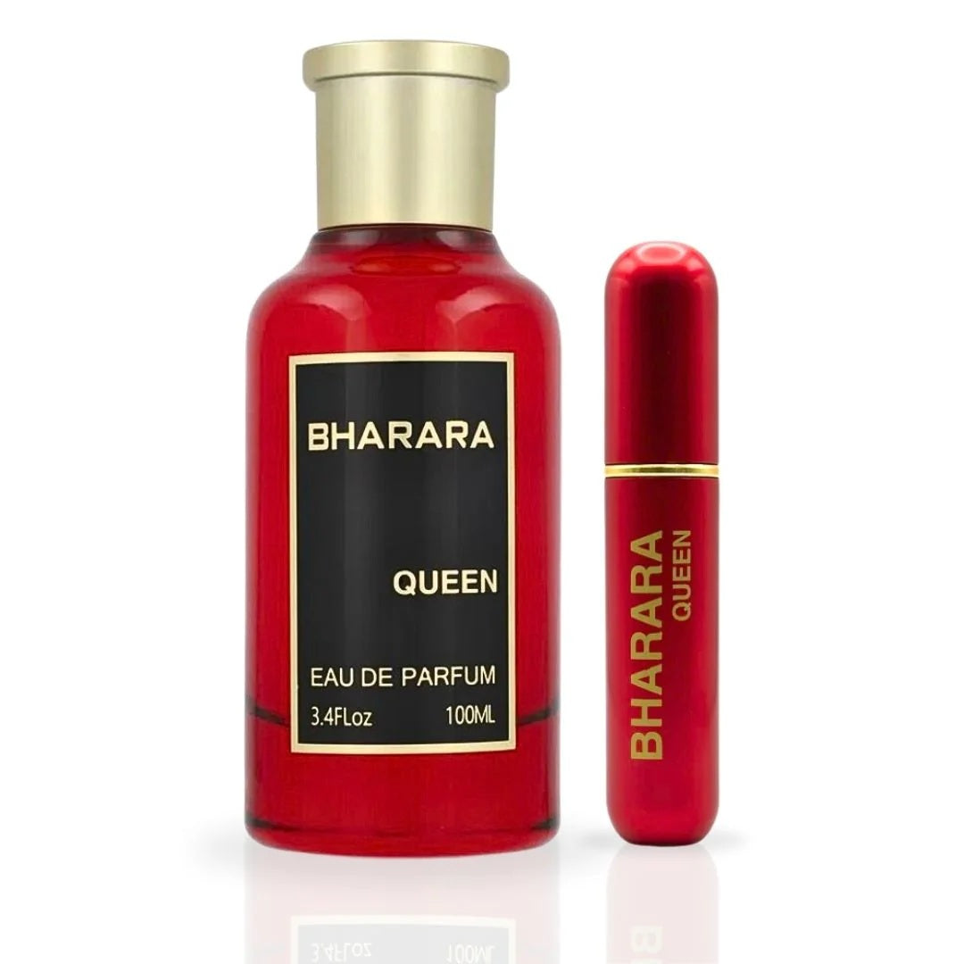 Bharara Queen perfume bottle and matching red travel spray set – 100ML Eau de Parfum for women