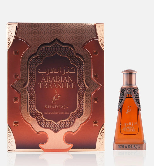 Arabian Treasure by Khadlaj – 20ML perfume oil bottle with luxurious Arabian-style copper gift box