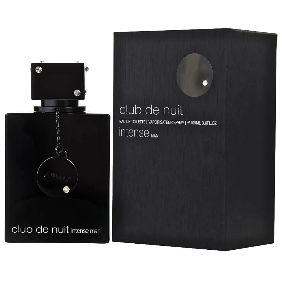 Club De Nuit Intense Man Eau De Toilette Bottle and Packaging - Sleek Black Design