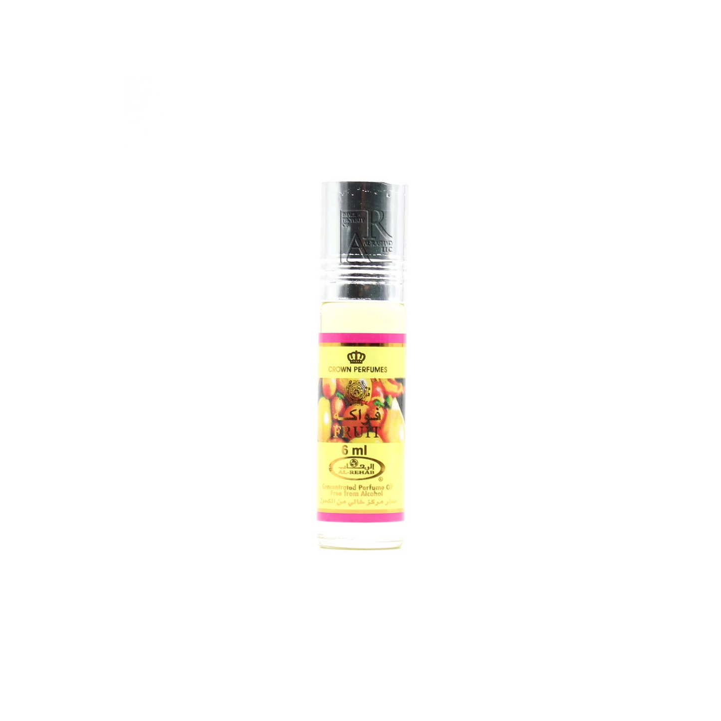 Fruit 6ml roll-on concentrated perfume oil by Al-Rehab with a vibrant yellow and fruity design.