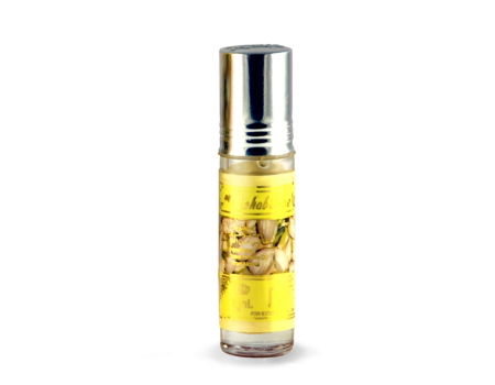 Full 6ml roll-on concentrated perfume oil by Al-Rehab with yellow floral-themed bottle design, perfect for elegant everyday wear.