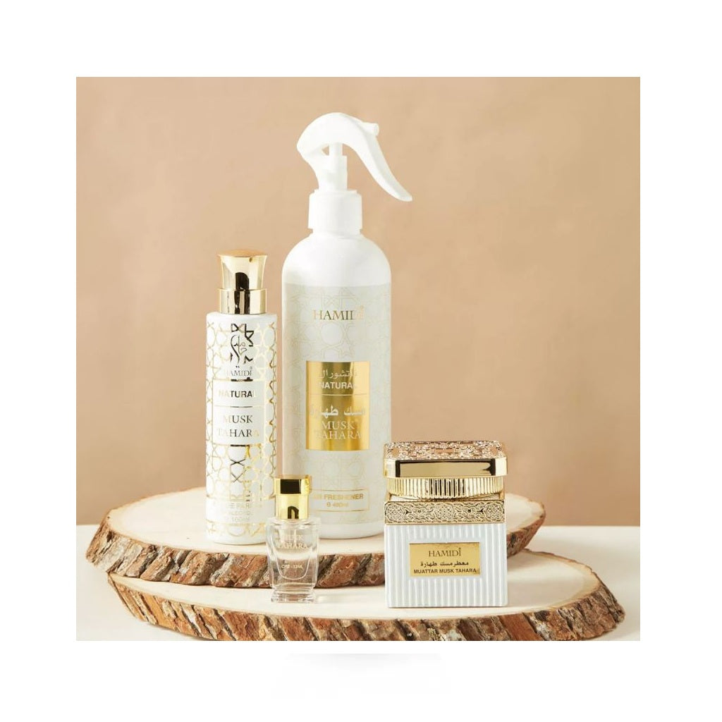 Hamidi Musk Tahara Set – Includes Body Spray, Perfume, Oil & Air Freshener