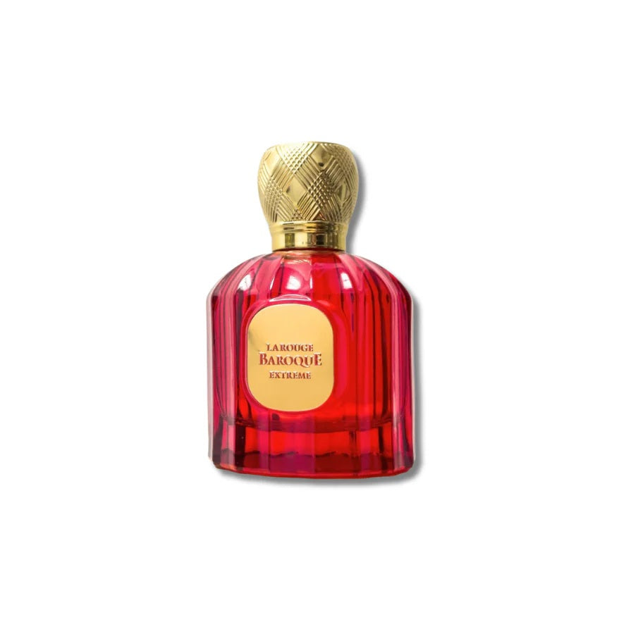 La Rouge Baroque Extreme EDP by Maison Alhambra – red and gold designer fragrance bottle