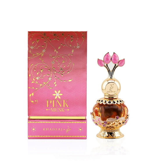 Pink Musk Perfume Oil by Khadlaj – 20ML luxury concentrated perfume oil with matching pink and gold gift box