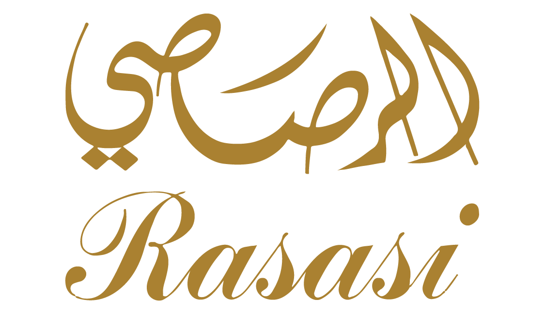 Rasasi logo with tagline 'Make your presence felt' since 1978 in gold lettering.