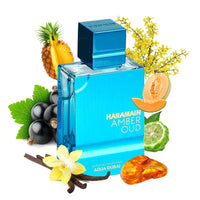 Amber Oud Aqua Dubai Perfume with fruit and floral fragrance notes – Al Haramain Eau de Parfum for a refreshing and tropical scent.