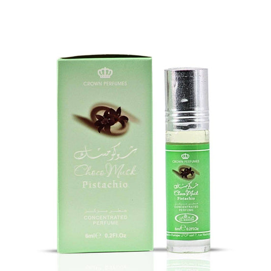 Perfume bottle and packaging with 'Crown Perfumes' branding on a white background