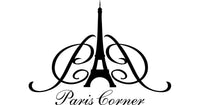 Black Paris Corner Perfumes logo featuring an elegant Eiffel Tower design with stylish lettering.