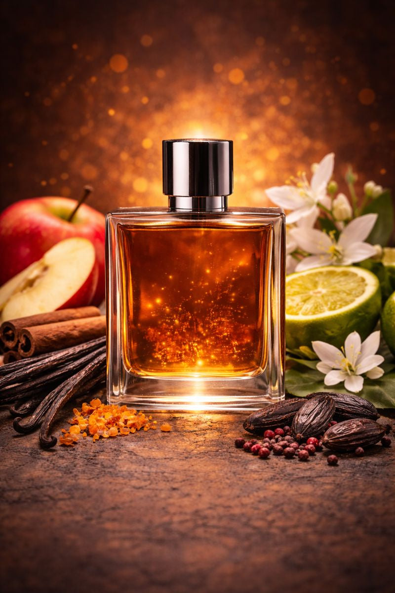 Afnan 9PM inspired fragrance oil with apple, cinnamon, vanilla, amber, and patchouli notes