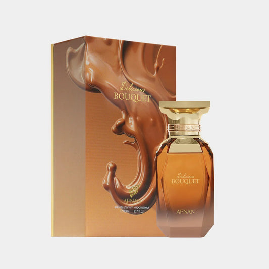 Afnan Delicious Bouquet Eau de Parfum 80ml with original box sweet gourmand vanilla caramel fragrance