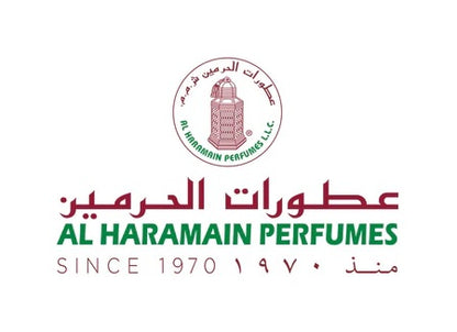 Al Haramain Perfumes logo with Arabic text, showcasing the brand's heritage since 1970.