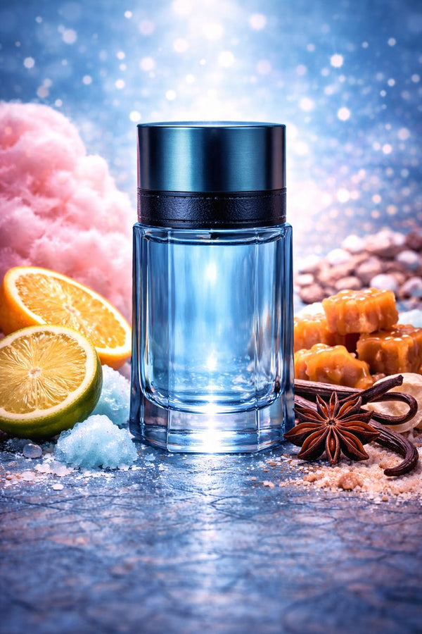Aquolina Blue Sugar inspired fragrance oil with sweet citrus, cotton candy, vanilla, and caramel notes