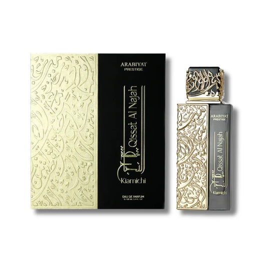 Arabiyat Prestige Qissat Al Najah Kiamichi Eau de Parfum 100ml box and bottle, premium Middle Eastern unisex fragrance