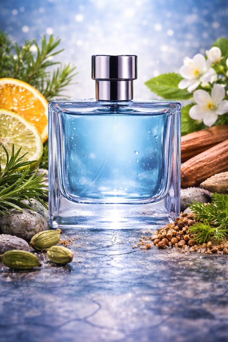 Azzaro Chrome inspired fragrance oil with neroli, bergamot, rosemary, jasmine, oakmoss, cedar, and sandalwood notes