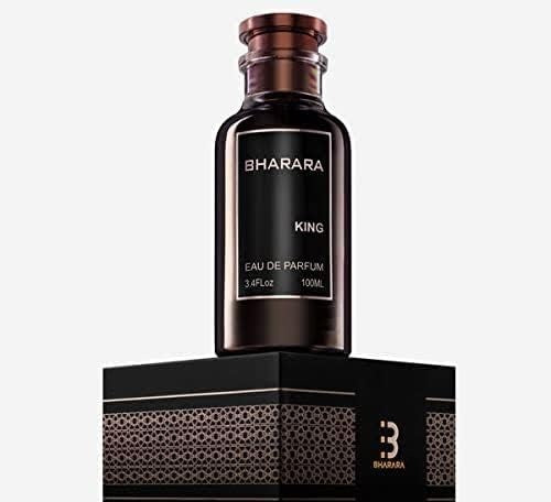 Bharara King men's perfume bottle standing on its decorative box, featuring a bold and sophisticated design.