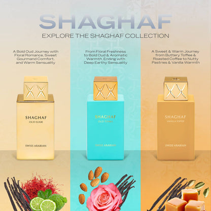 Shaghaf Oud Elixir by Swiss Arabian – Pink Pepper, Saffron & Amber Oud Unisex Perfume 100ml