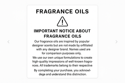 Fragrance Oils Disclaimer – Not Affiliated with Designer Brands, Comparison Use Only