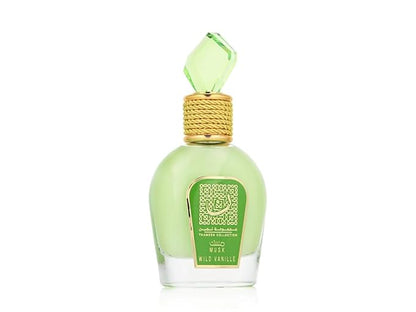 Thameen Collection Musk Wild Vanille by Lattafa, featuring an elegant green bottle with gold accents and a jewel-like green cap, 100ML fragrance.