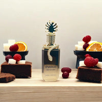 Ophidian Sweet Surrender Perfume by Paris Corner 100ml EDP bottle displayed with sugar cubes, raspberries, chocolate cake, and orange slices – a decadent unisex gourmand fragrance

