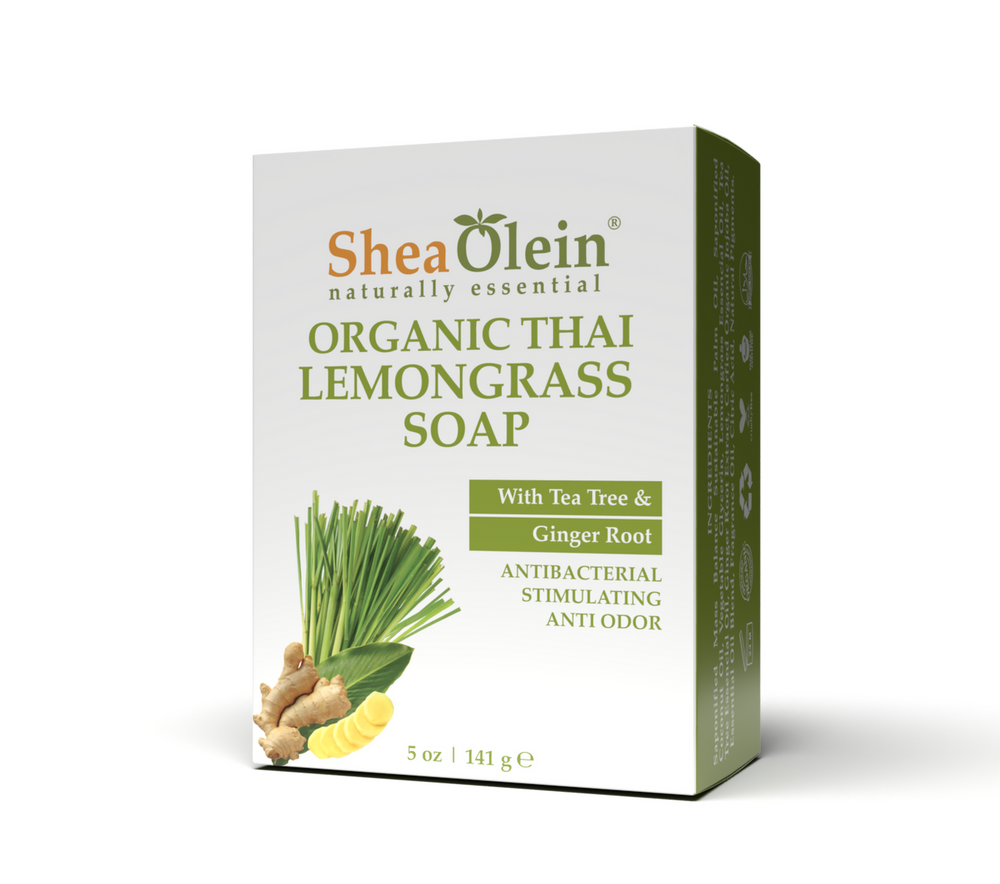 Shea Olein Organic Thai Lemongrass Soap with Tea Tree & Ginger Root - Side Packaging View