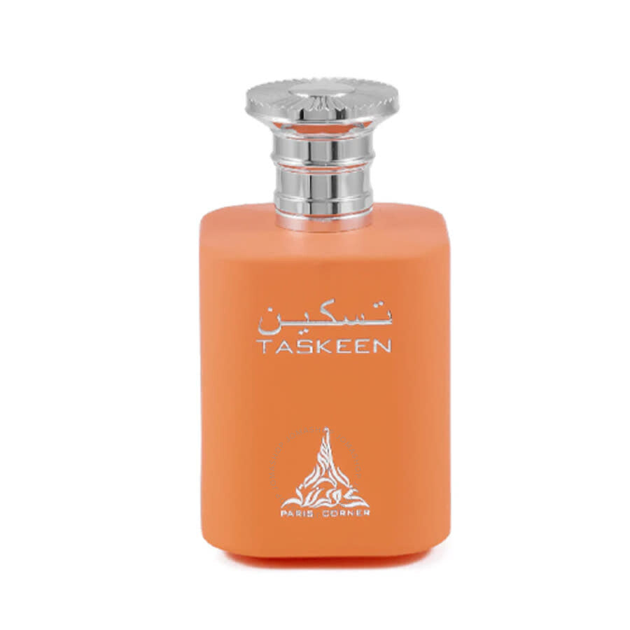 Paris Corner Taskeen Marina perfume bottle, 100ML EDP spray with a sleek orange design and elegant silver cap.