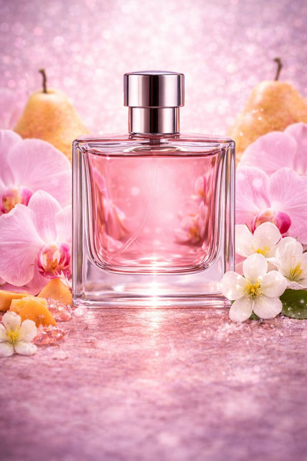 Pink Chiffon inspired fragrance oil with pear, orchid, tiare flower, jasmine, and soft musk notes