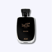 Rasasi Hawas Black Eau de Parfum for him 100ml dark oriental masculine fragrance bottle