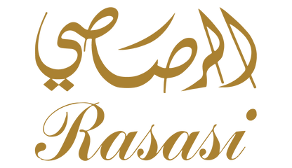 Rasasi logo with tagline 'Make your presence felt' since 1978 in gold lettering.