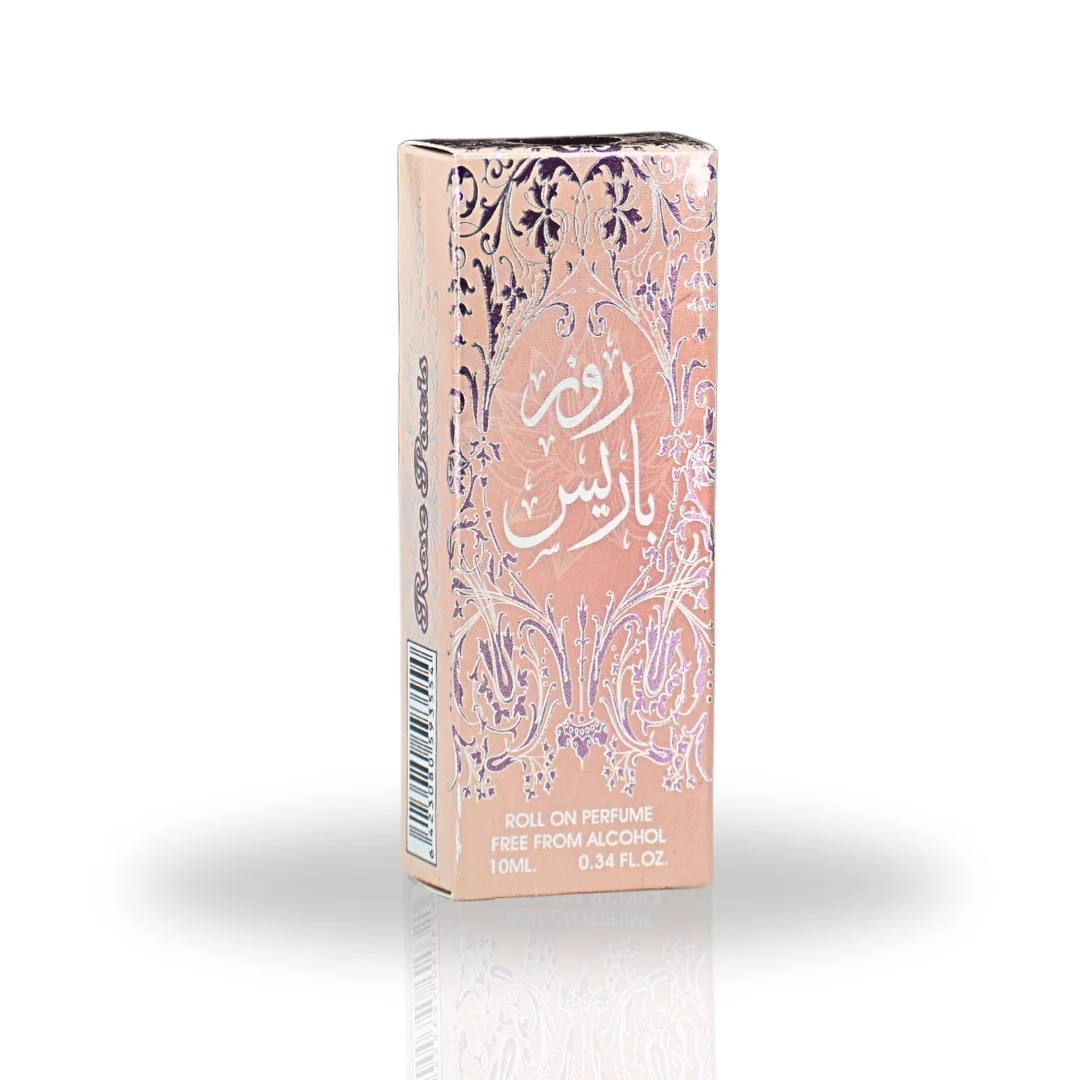 Rose Paris Roll-On Perfume Oil 10ML packaging in a delicate pink design, highlighting its sophisticated and romantic fragrance.
