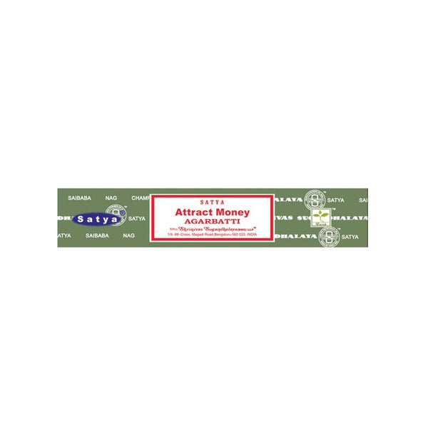 Satya Attract Money incense 15g box – green agarbatti pack