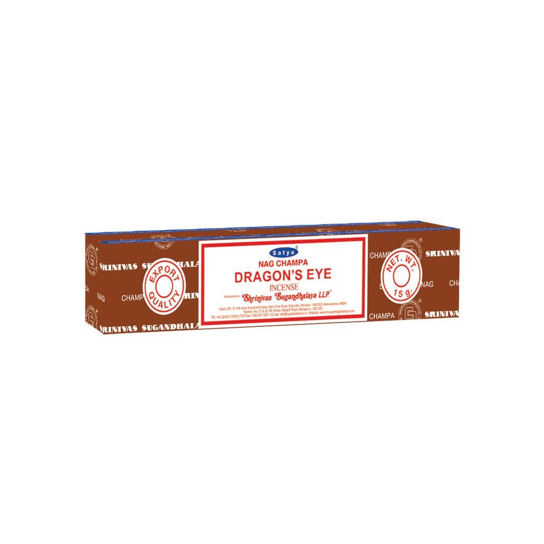 Satya Dragon’s Eye Nag Champa Incense 15g box – aromatic hand-rolled agarbatti from India