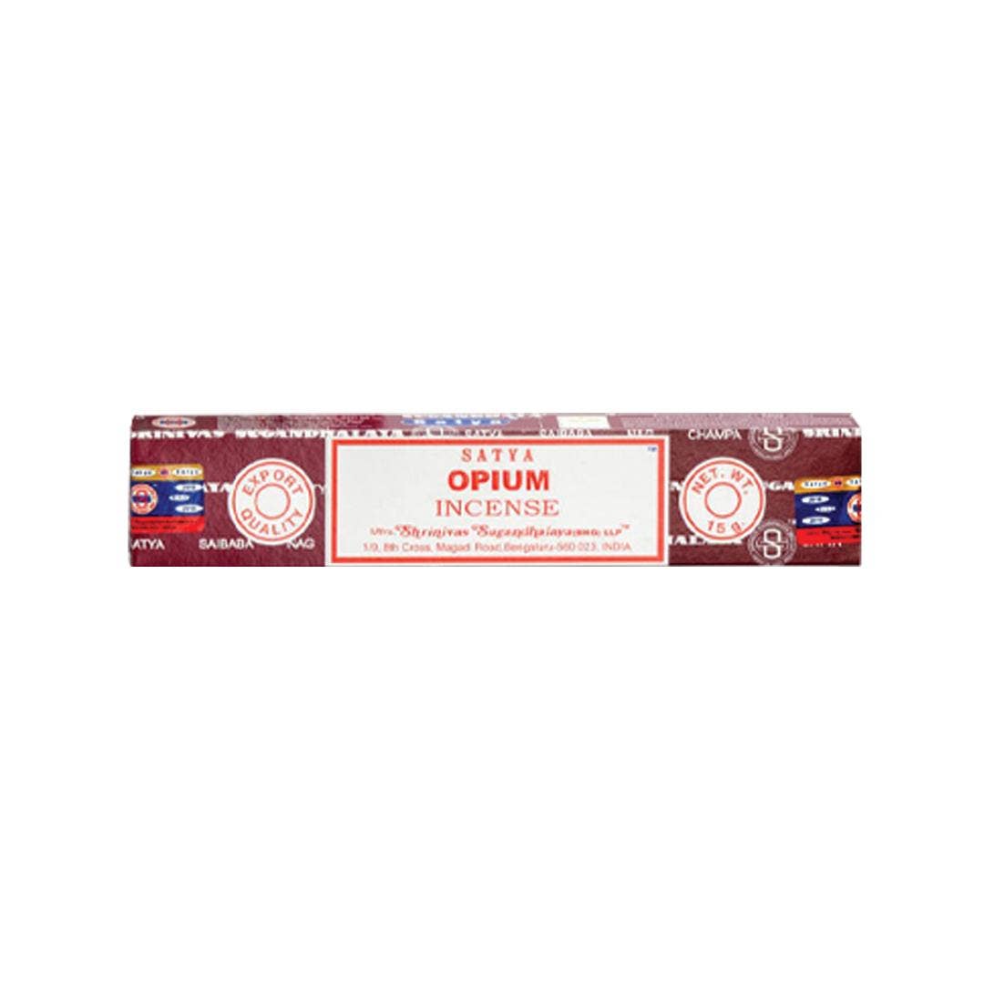 Satya Opium Incense 15g box – hand-rolled Indian agarbatti with rich floral-spice aroma