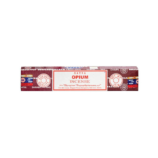 Satya Opium Incense 15g box – hand-rolled Indian agarbatti with rich floral-spice aroma