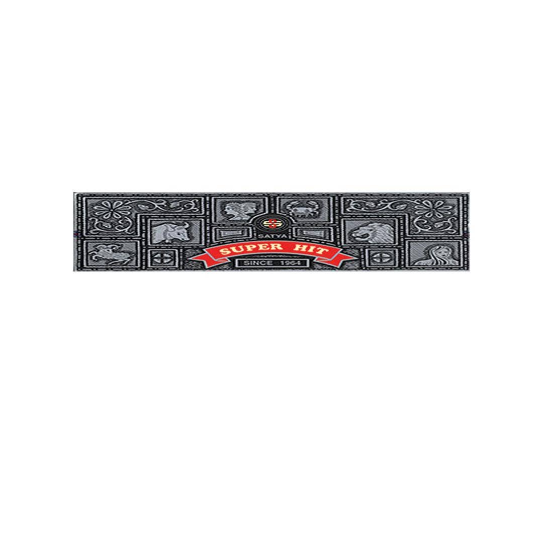 Satya Super Hit incense 15g agarbatti pack with traditional black and silver design