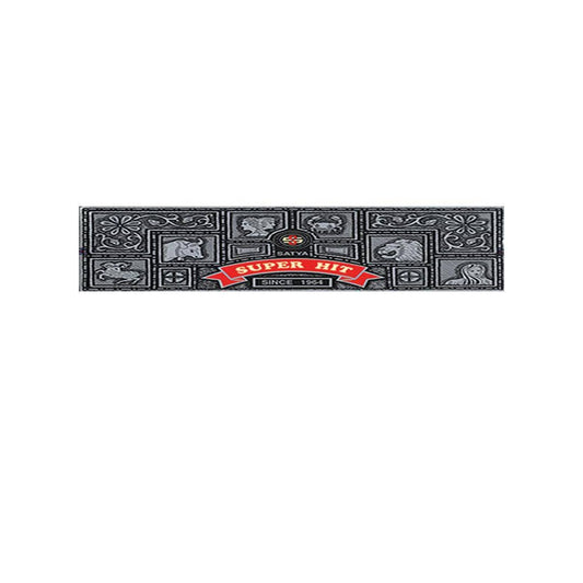 Satya Super Hit incense 15g agarbatti pack with traditional black and silver design