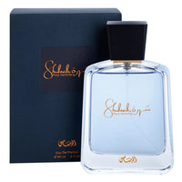 Shuhrah Pour Homme by Rasasi, a 90ml Eau De Parfum bottle with an elegant box design.