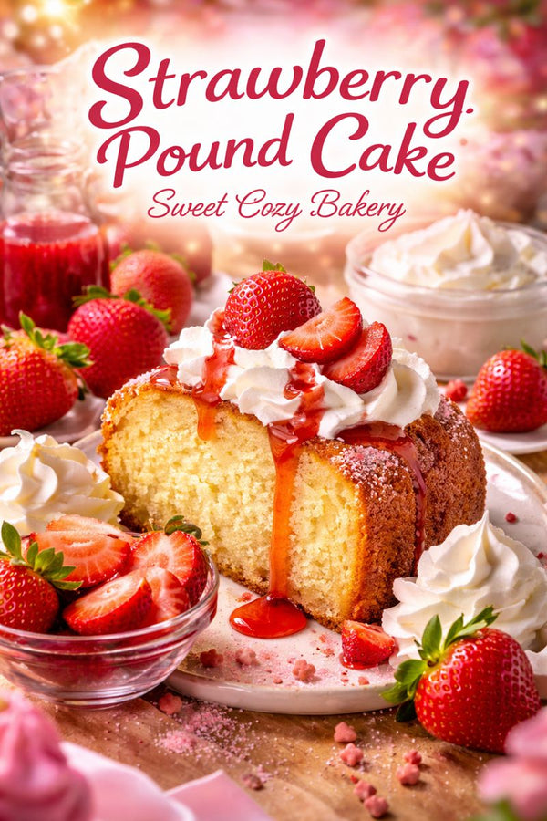Strawberry pound cake fragrance oil with fresh strawberry, buttery cake, and whipped cream notes