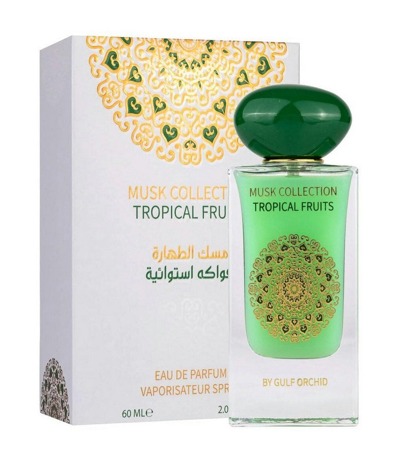 Tropical Fruits Musk Collection 60ml Eau De Parfum by Gulf Orchid - A fresh, musky fragrance with notes of tropical fruits, iris, and cedarwood.