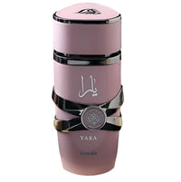 Yara for Women Eau de Parfum 100ML by Lattafa, a luxurious pink bottle with silver accents, showcasing its modern and sophisticated design.