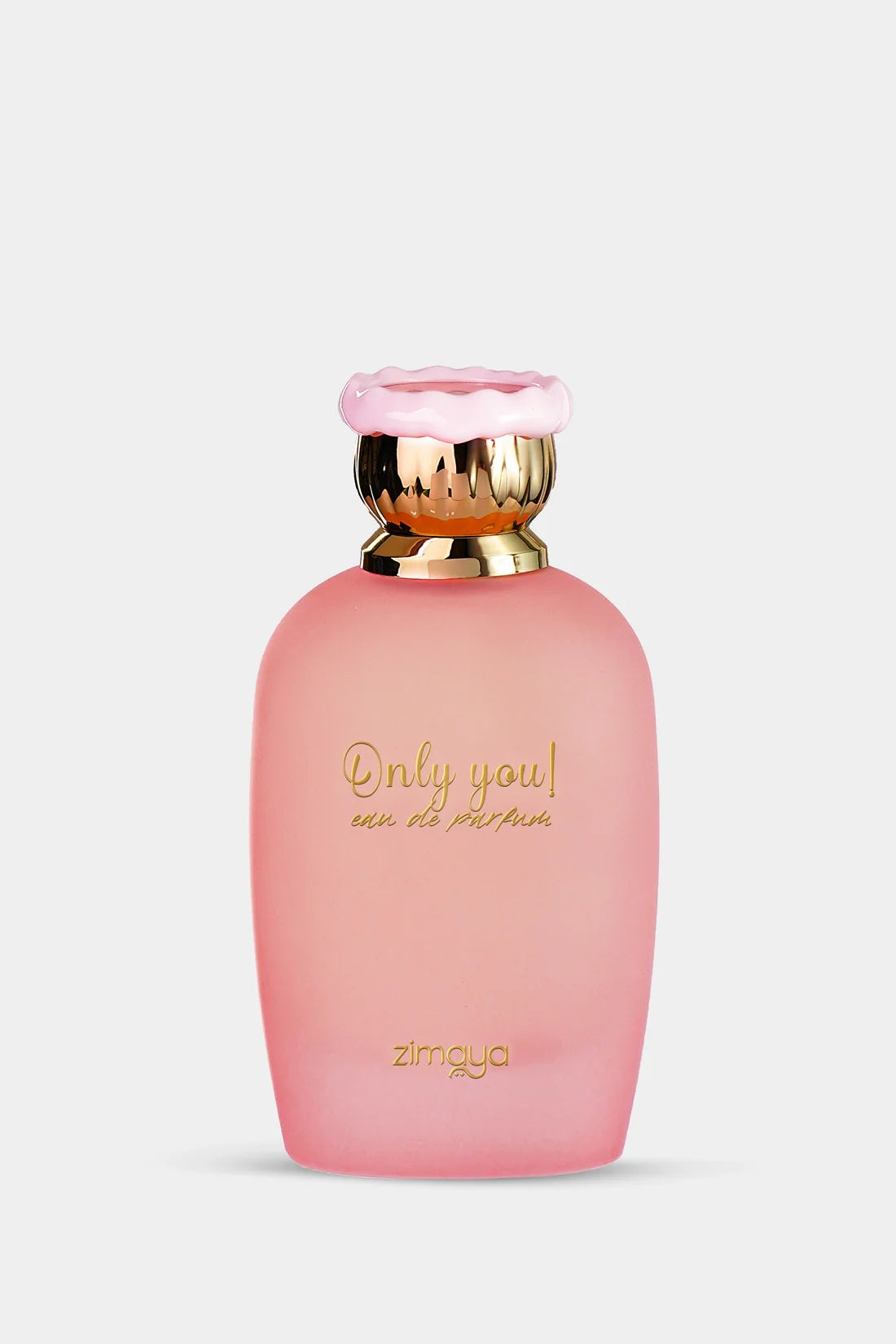 Zimaya Only You Eau de Parfum 100mL – A fresh and floral fragrance for women, elegantly presented in a soft pink bottle with gold accents and a beautifully designed box with rose details.